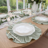 Ruffle Linen Placemats 4 Pc Set, Romantic Table Setting Decor