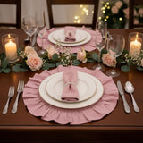 Ruffle Linen Placemats 4 Pc Set, Romantic Table Setting Decor