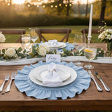 Ruffle Linen Placemats 4 Pc Set, Romantic Table Setting Decor
