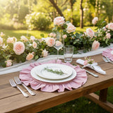 Ruffle Linen Placemats 4 Pc Set, Romantic Table Setting Decor