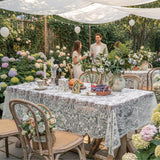 Lace Tablecloth Floral Embroidered Sheer Table Cover,