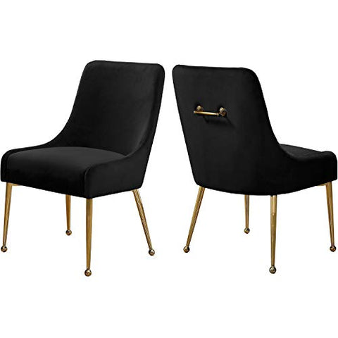 Velvet Upholstered Dining Chair with Polished Gold Legs, Set of 2