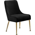 Velvet Upholstered Dining Chair with Polished Gold Legs, Set of 2
