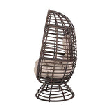 Christopher Knight Home 311448 Frances Outdoor Wicker Swivel Egg Chair with Cushion, Dark Brown, Beige
