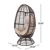 Christopher Knight Home 311448 Frances Outdoor Wicker Swivel Egg Chair with Cushion, Dark Brown, Beige