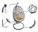 Luckyberry Egg Chair Outdoor Indoor Wicker Tear Drop Hanging Chair with Stand
