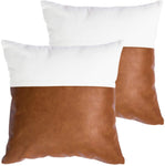 Faux Leather Decorative Pillow Covers for Couch Bed Sofa, 18 x 18 inch Set of 2