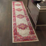 Pink and White Vintage Area Rug 2'2" x 10'