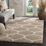 Beige and Ivory Moroccan Ogee Plush Area Rug (6' x 9')
