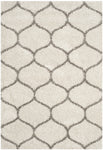 Moroccan Ogee Plush Area Rug (6' x 9')  Ivory and Grey