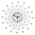 Silver Crystal Sunburst Wall Clock