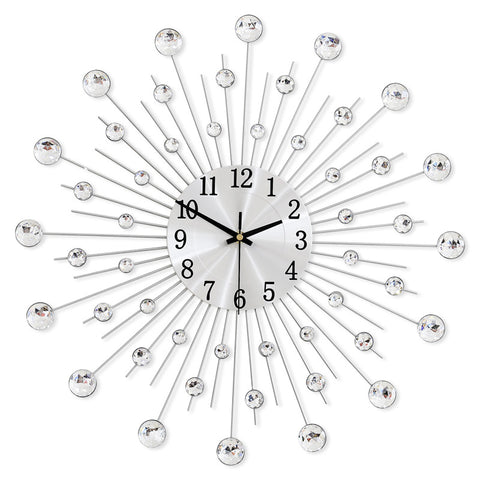 Silver Crystal Sunburst Wall Clock