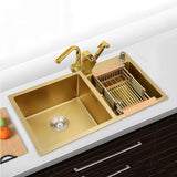 Golden Stainless Steel Double Bowl  Kitchen Sink 1.2mm gold