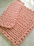 Pink Chunky Knitted Blanket
