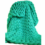 Green Chunky Knitted Blanket