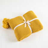 Yellow Sofa Blanket with Tassels