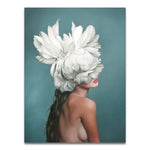 Peony Feathers Woman Abstract Poster