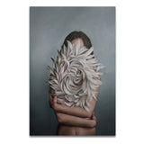 Peony Feathers Woman Abstract Poster