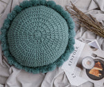 Knitted Sunflower Pompoms Cushion