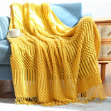 Knitted Blanket Nordic Plaid Pattern