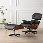 Genuine Leather Lounge Chair with Ottoman