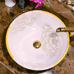 Ceramic Bathroom Sink Flower Pattern