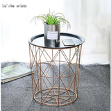 Rose Gold Round Wire Side Table Storage Basket