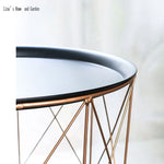 Rose Gold Round Wire Side Table Storage Basket