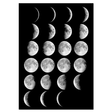 Moon Phase Black Nordic Print Canvas Poster