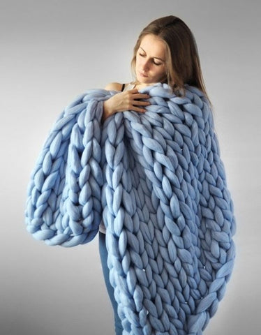 Moonlight Blue Chunky Knit Throw Blankets