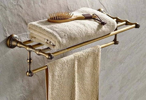 Antique Brass Bathroom Towel Holder