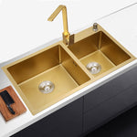 Golden Stainless Steel Double Bowl  Kitchen Sink 1.2mm gold